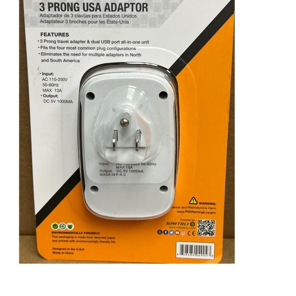 MIAMI CarryOn 3 Prong USA Travel Adaptor, N & S America Charger 2 USB Ports *NEW - Picture 7 of 7